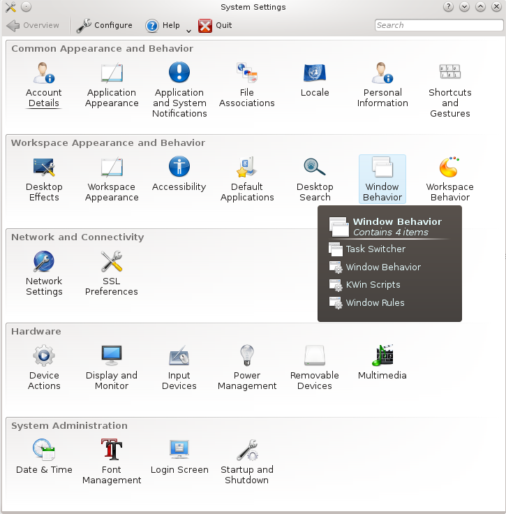 KDE system settings